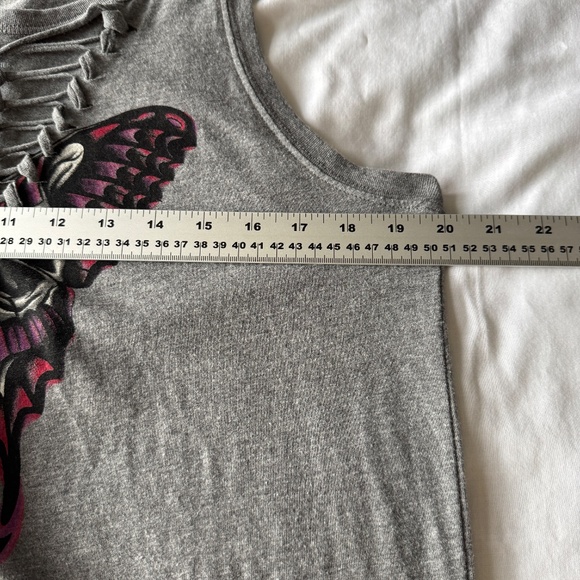 Torrid 0 Classic Fit Women's Skull and Butterfly Lattice V-Neck Tank Top Grey‎ L - Picture 6 of 9
